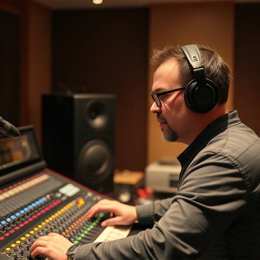 Mastering engineer working with high-end audio mastering equipment at Sonic Haven Studios